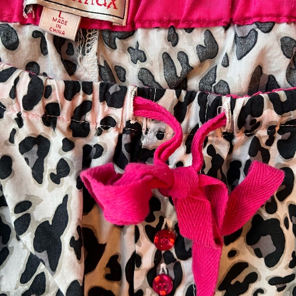 Y2K Leopard Coquette Pajama Set Pink Buttons Lounge Insomiax Size L - Picture 4 of 7